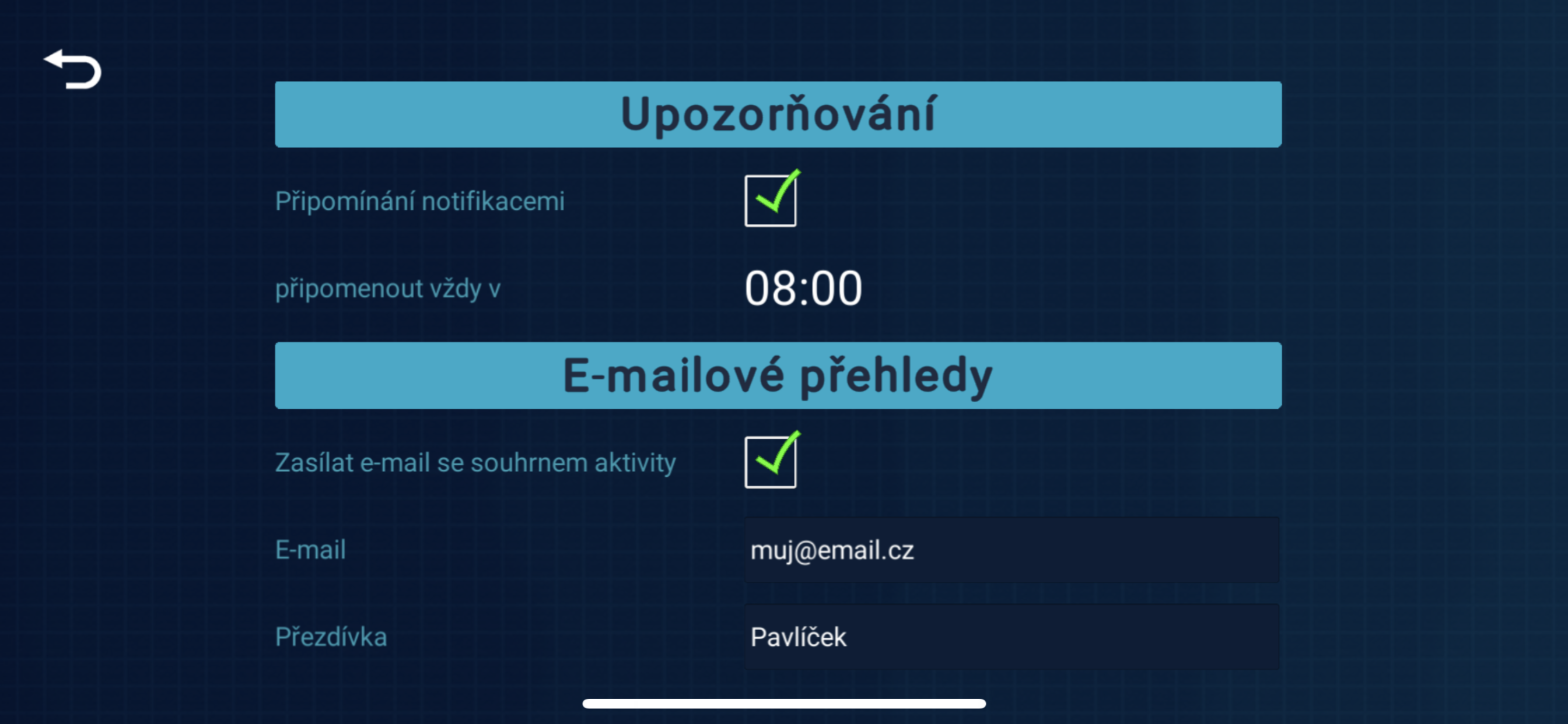 nastavení